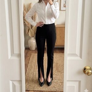 SHEIN Black High Rise Split Hem Front Seam Trousers XS/S